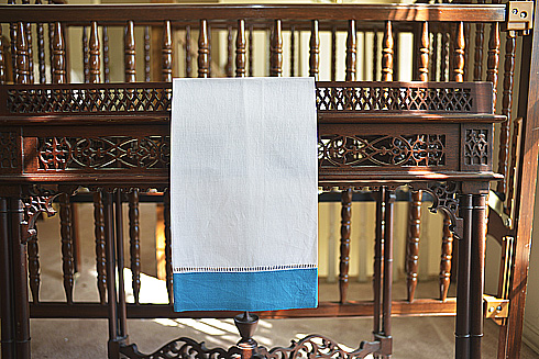 White Hemstitch Guest Towel with Hawaiian Ocean border